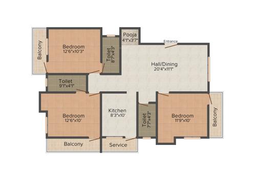 Sree Guru Adithyaa (3BHK+3T (1,368 sq ft)   Pooja Room 1368 sq ft)