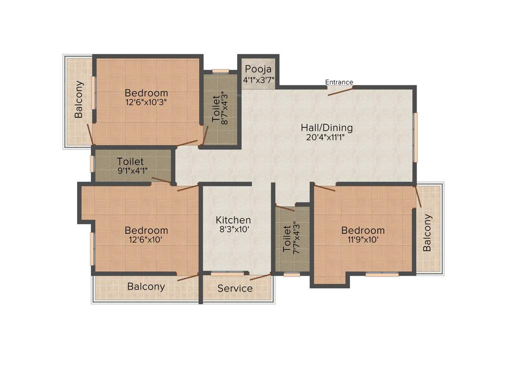 Sree Guru Adithyaa (3BHK+3T (1,368 sq ft)   Pooja Room 1368 sq ft)