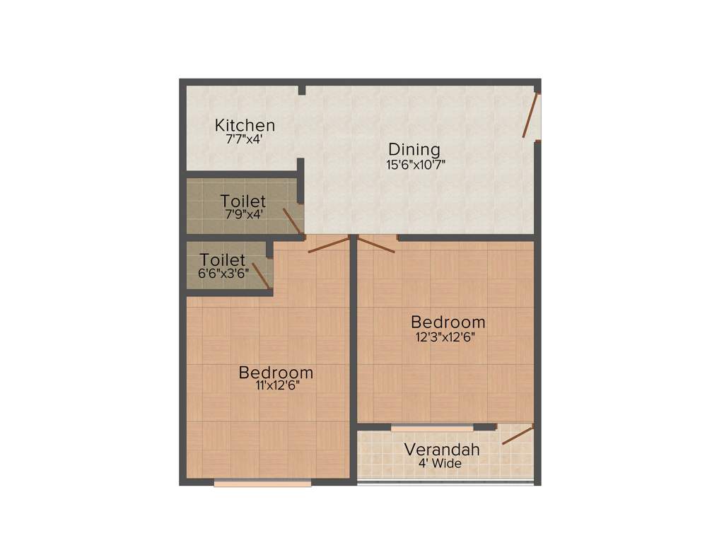 Liberty J S Apartment 2BHK+2T (910 sq ft)