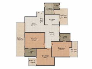 KLJ Greens (3BHK+2T (1,602 sq ft) + Servant Room 1602 sq ft)