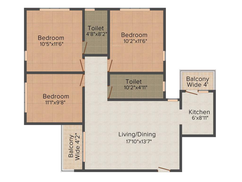 Pasari Taalchaya (3BHK+2T (1,295 sq ft) 1295 sq ft)