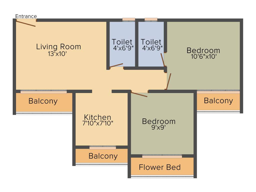 Triaxis Rose Garden (2BHK+2T (735 sq ft) 735 sq ft)