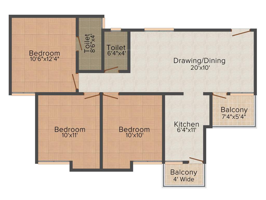 Soumya Parklands (3BHK+2T (1,127 sq ft) 1127 sq ft)