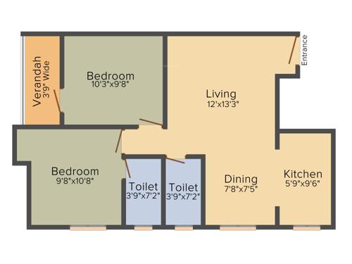 Swabhumi Heights (2BHK+2T (947 sq ft) 947 sq ft)
