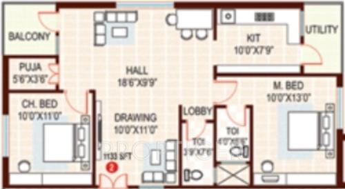 A V Constructions Meghana Residency (2BHK+2T (1,133 sq ft)   Pooja Room 1133 sq ft)