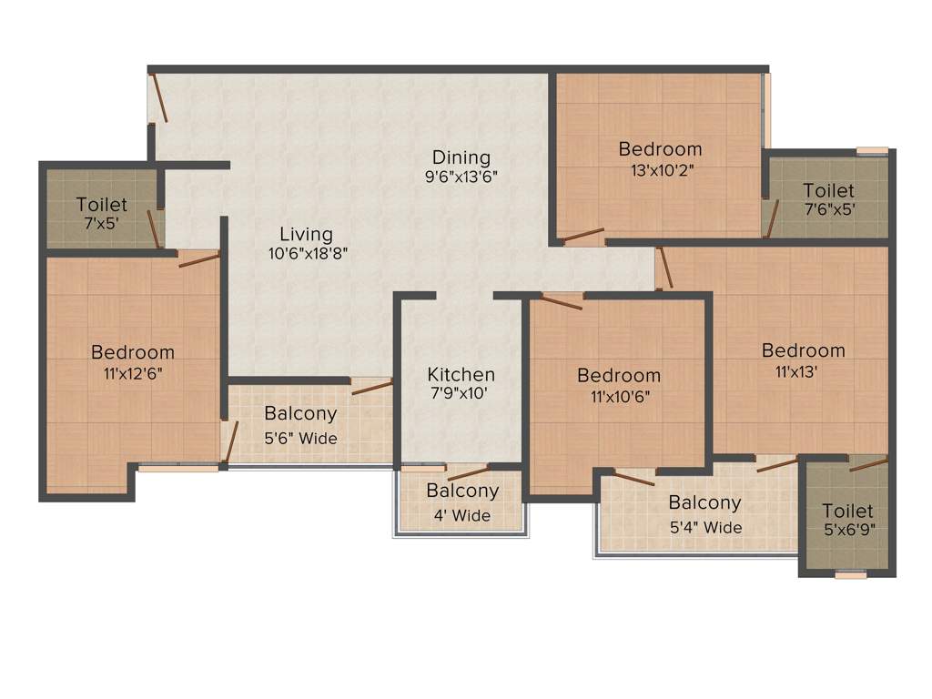 Globus Group Coral Woods 4BHK+3T (1,928 sq ft)