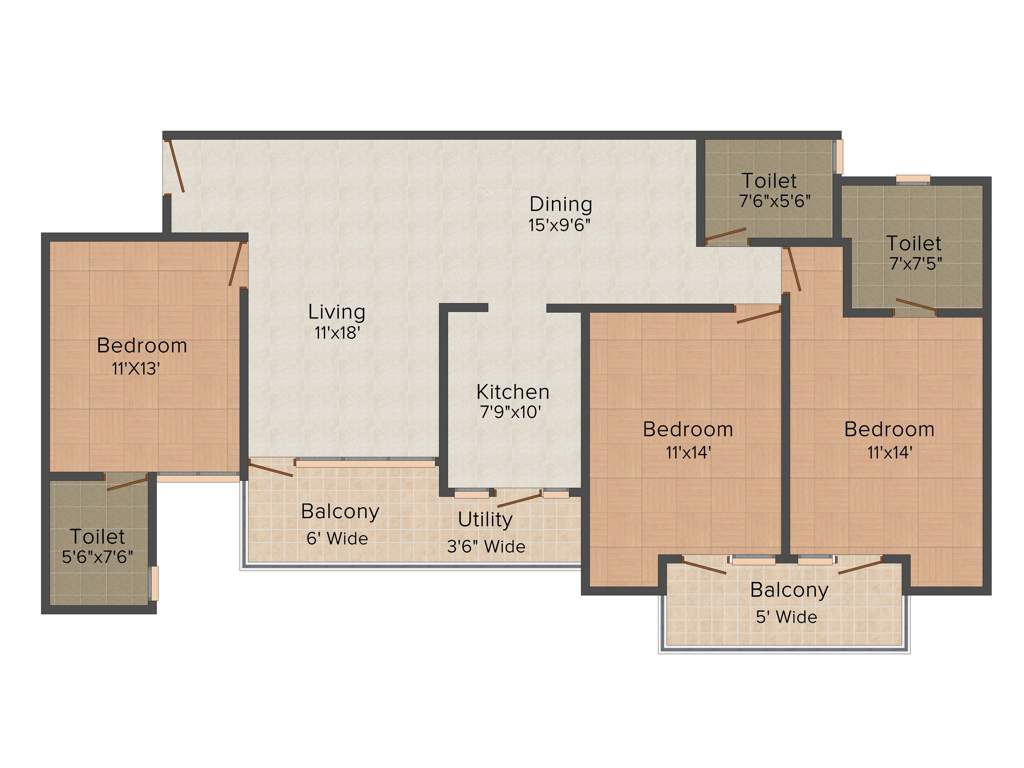 Globus Group Coral Woods 3BHK+3T (1,856 sq ft)