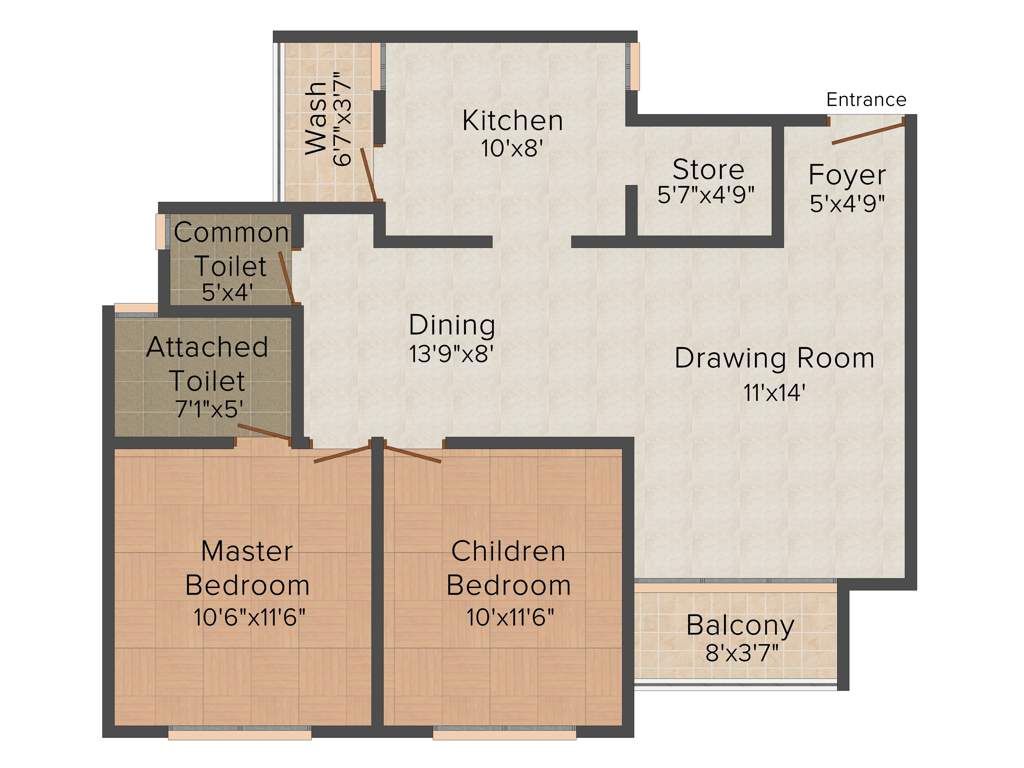 Pacifica San Martin (2BHK+2T (1,256 sq ft) 1256 sq ft)