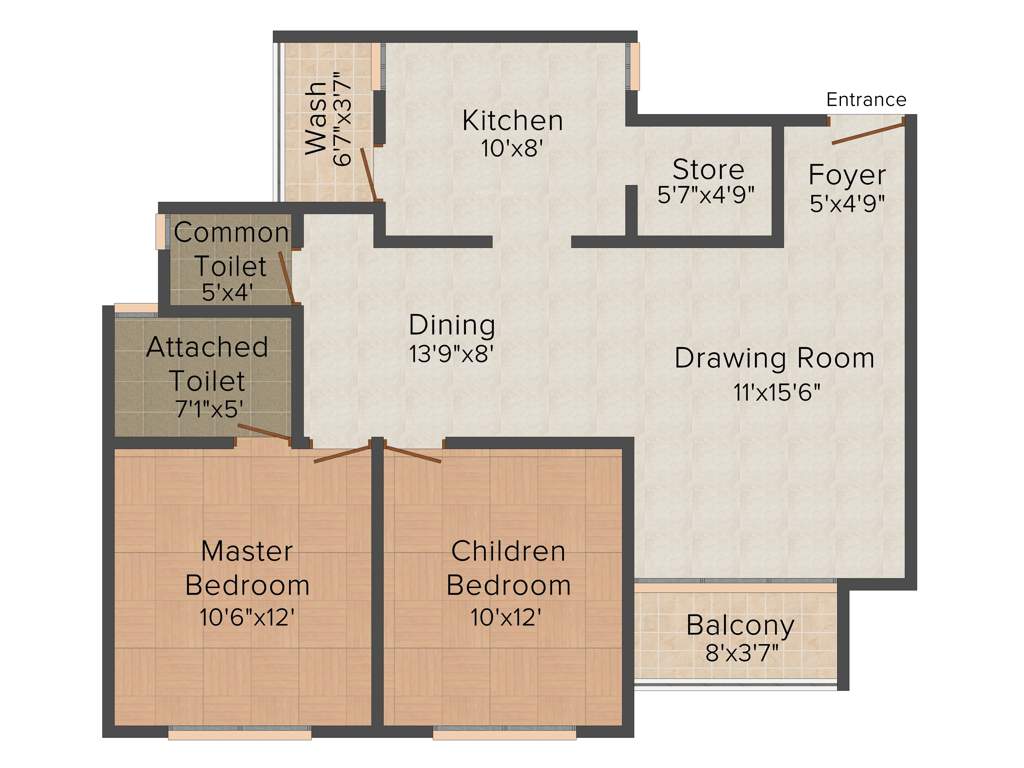 Pacifica San Martin (2BHK+2T (1,305 sq ft) 1305 sq ft)