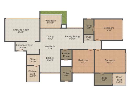 Venus Venus Ivy (3BHK+4T (2,781 sq ft)   Servant Room 2781 sq ft)