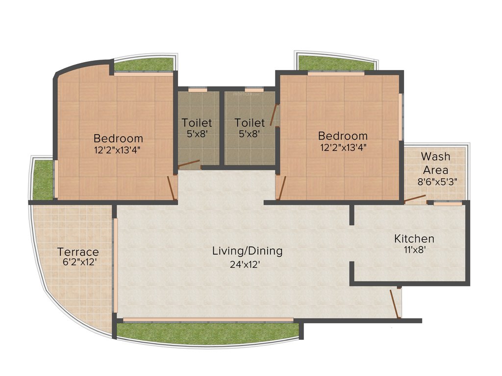 BCM Paradise (2BHK+2T (1,370 sq ft) 1370 sq ft)