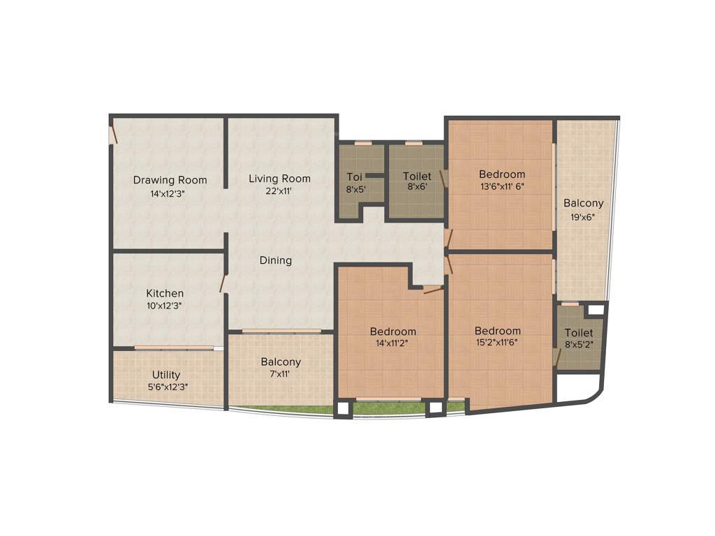 BCM Paradise (3BHK+3T (2,195 sq ft) 2195 sq ft)