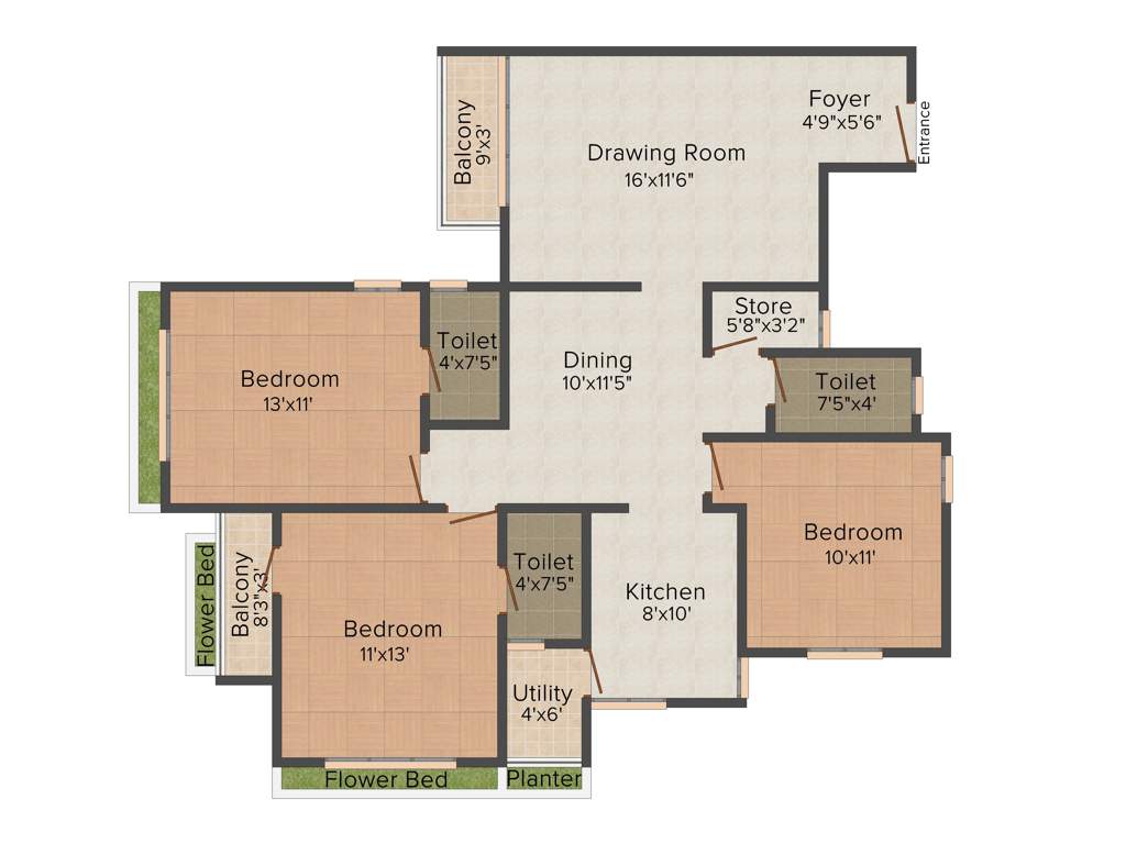 Venus Venus Pahel (3BHK+3T (1,638 sq ft) + Servant Room 1638 sq ft)