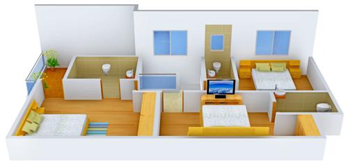 Pacifica Casa Lake Side (4BHK+4T (1,286 sq ft) 1286 sq ft)