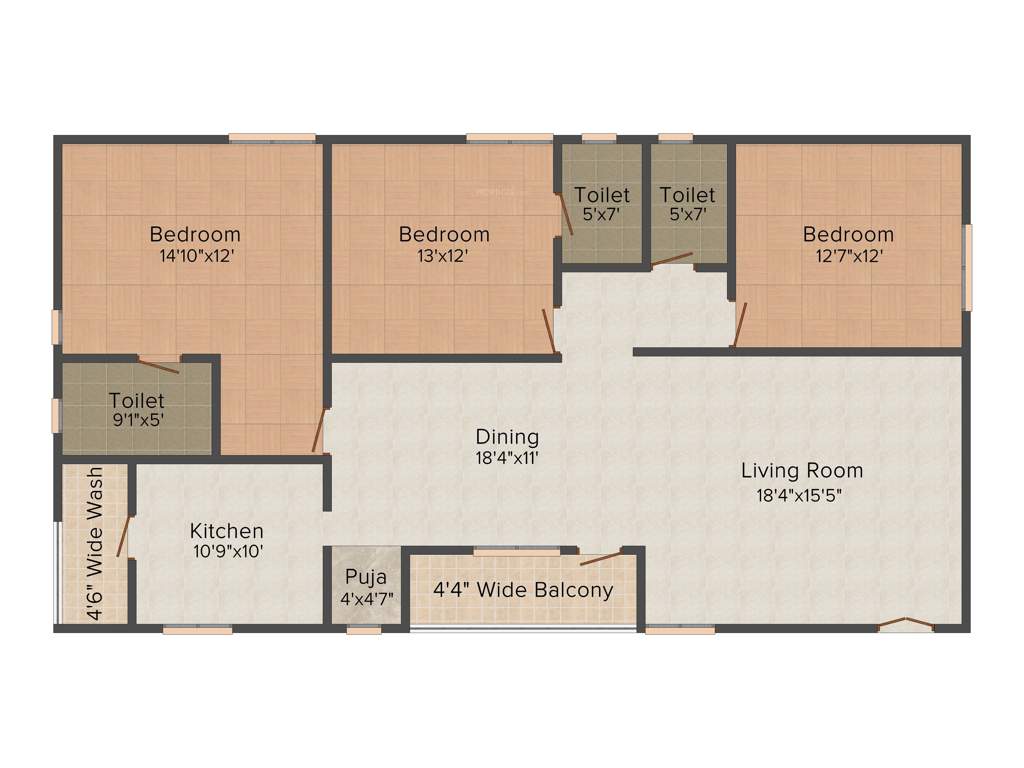 Vaishnavi Mayfair (3BHK+3T (1,998 sq ft) 1998 sq ft)