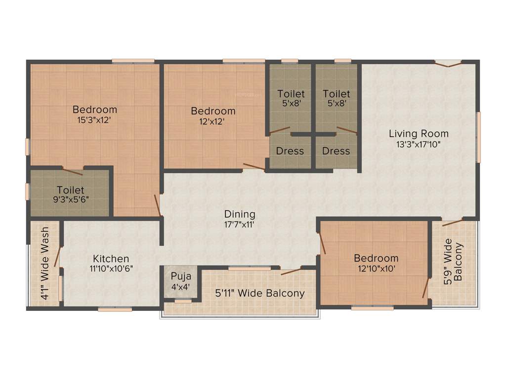 Vaishnavi Mayfair (3BHK+3T (2,052 sq ft) 2052 sq ft)