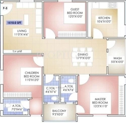 Concrete OU Colony (3BHK+3T (1,510 sq ft) 1510 sq ft)