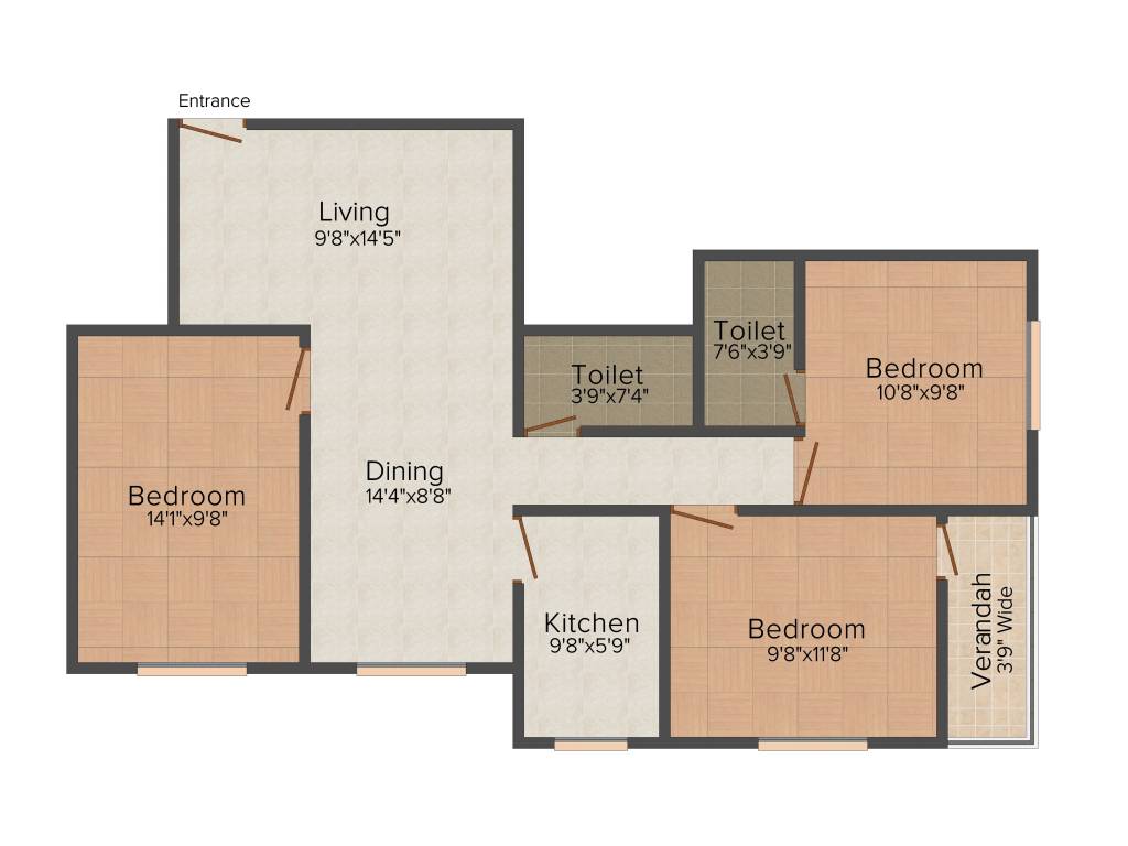 SD Rittika View (3BHK+2T (1,209 sq ft) 1209 sq ft)