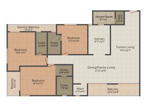 Travancore Opus Highway (3BHK+3T (2,230 sq ft) Servant Room 2230 sq ft) Travancore Opus Highway (3BHK+3T (2,230 sq ft) Servant Room 2230 sq ft)