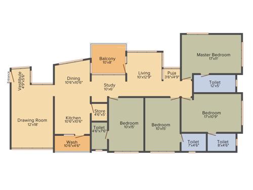 Maruti Celesta Courtyard (4BHK+4T (2,925 sq ft)   Study Room 2925 sq ft)