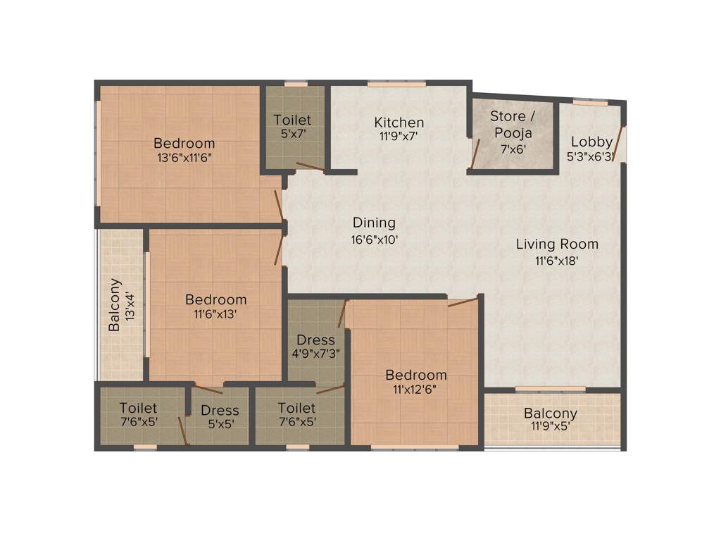Unique Emerald (3BHK+3T (1,771 sq ft) 1771 sq ft)