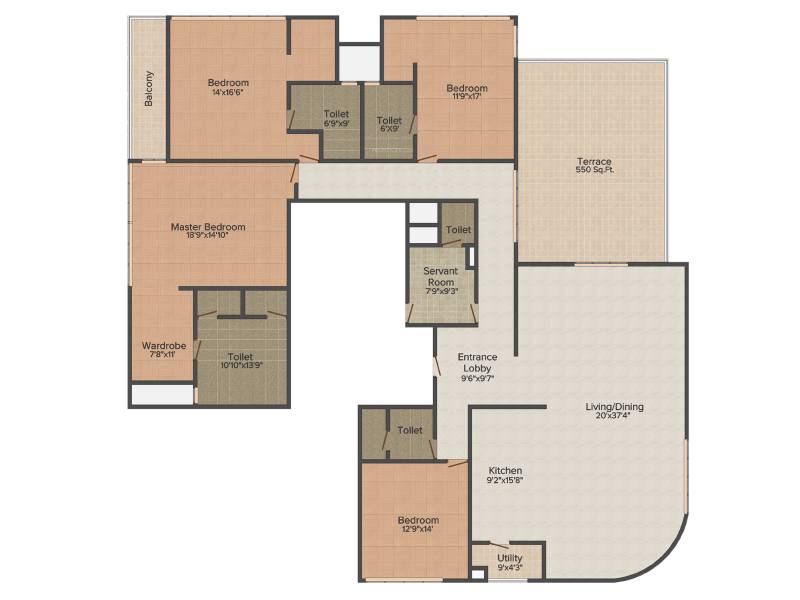 Marvel Escaso (4BHK+4T (4,120 sq ft)   Servant Room 4120 sq ft)