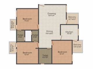 MGR Sahaj Residency (3BHK+3T (1,478 sq ft) 1478 sq ft)