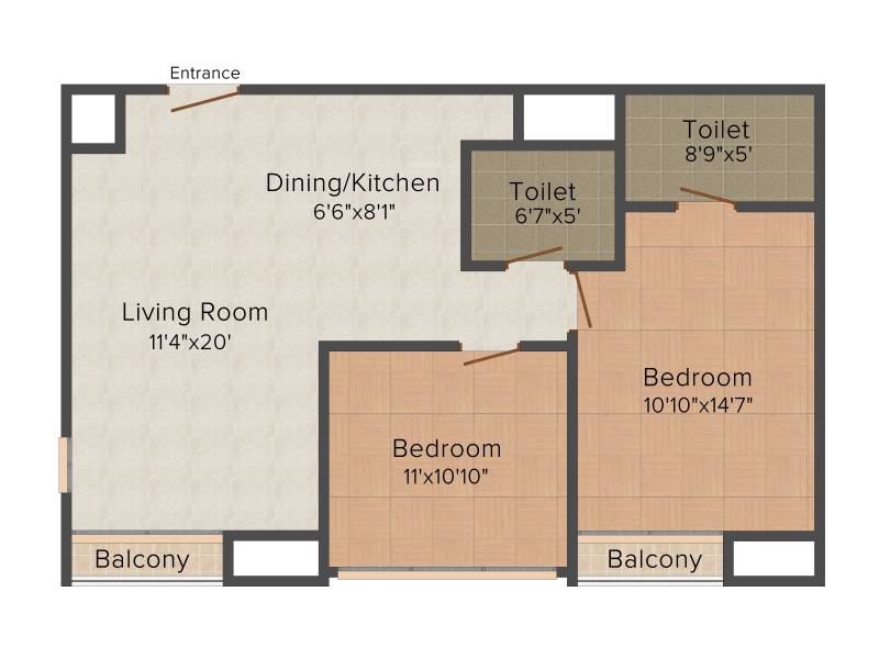 Mahima Studio Panache (2BHK+2T (1,021 sq ft) + Study Room 1021 sq ft)