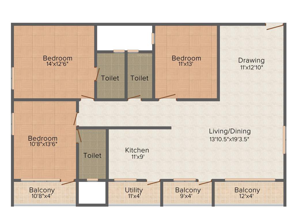 Dhruthi Tranquil Towers (3BHK+3T (1,765 sq ft) 1765 sq ft)