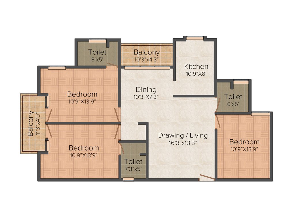 Manglam Aanchal (3BHK+3T (1,455 sq ft) 1455 sq ft)