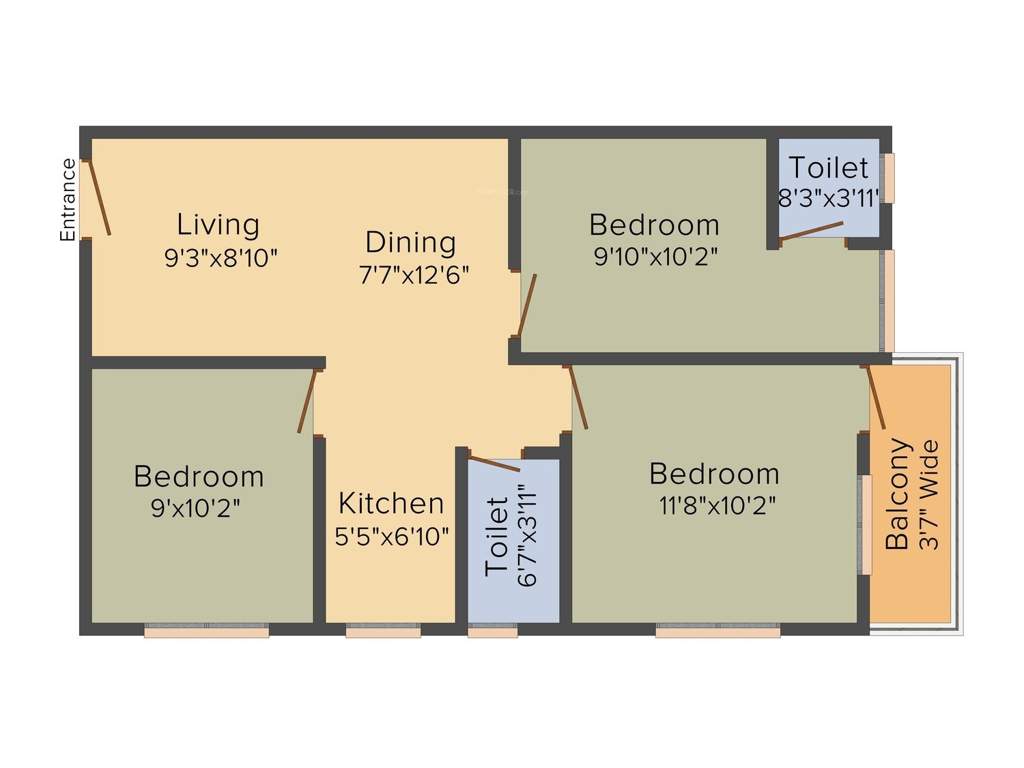 Swagat Skyline (3BHK+2T (990 sq ft) 990 sq ft)