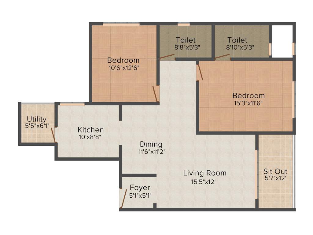 Sobha Silicon Oasis (2BHK+2T (1,365 sq ft) 1365 sq ft)