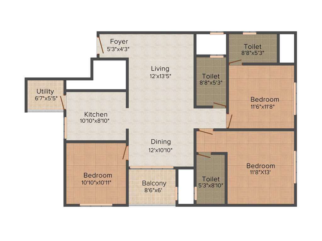 Sobha Silicon Oasis (3BHK+3T (1,514 sq ft) 1514 sq ft)