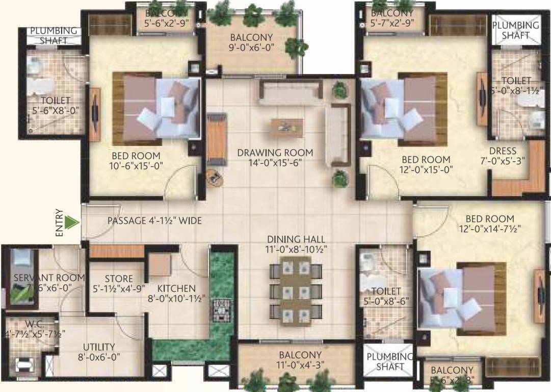 Mahima Nirvana (3BHK+3T (2,013 sq ft) + Servant Room 2013 sq ft)