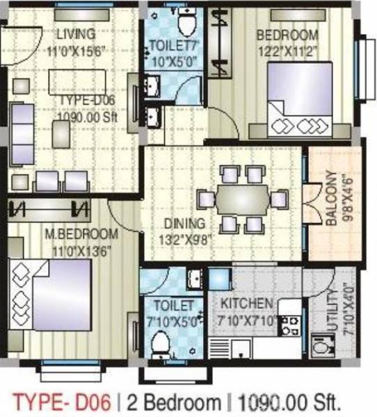 Prime Environs (2BHK+2T (1,090 sq ft) 1090 sq ft)