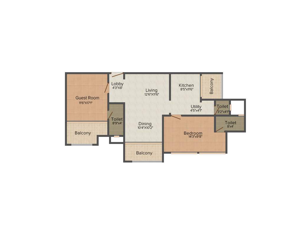 Sumit Sumit Province (2BHK+2T (1,334 sq ft) 1334 sq ft)