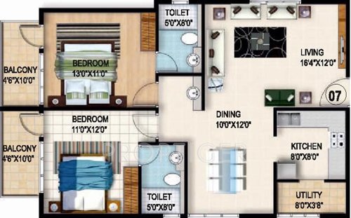 Green Sai Yahvi (2BHK+2T (1,090 sq ft) 1090 sq ft)