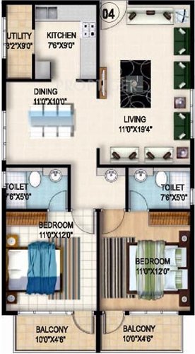 Green Sai Yahvi (2BHK+2T (1,210 sq ft) 1210 sq ft)
