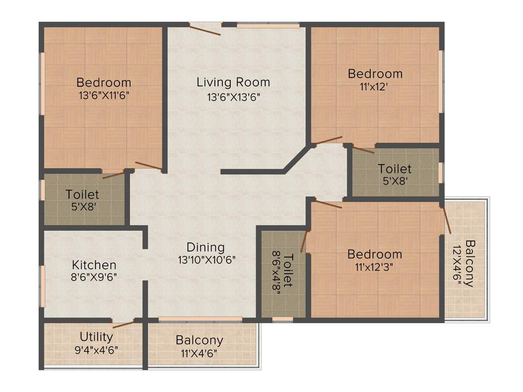 Green Sai Yahvi (3BHK+3T (1,550 sq ft)   Pooja Room 1550 sq ft)