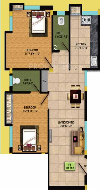 RKN Hanumanth (2BHK+2T (815 sq ft) 815 sq ft)