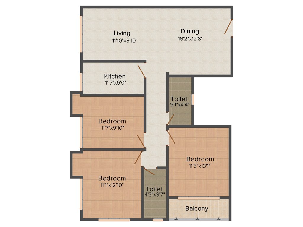 Baron Enclave (3BHK+2T (1,430 sq ft) 1430 sq ft)