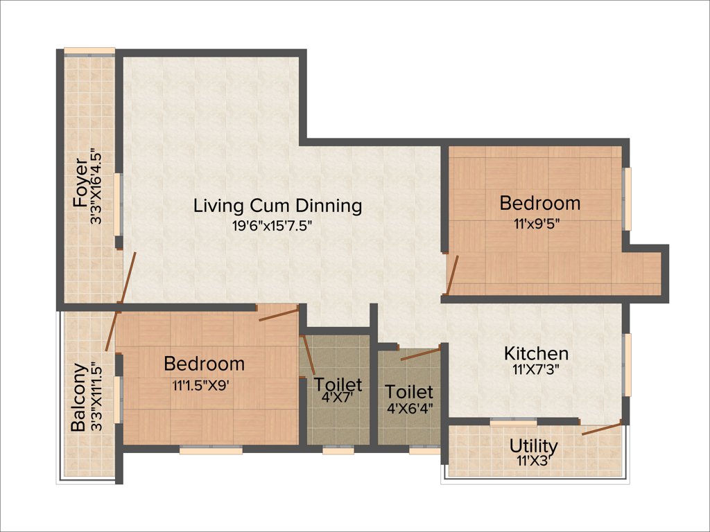 Shree Dhana Manthra Flats (2BHK+2T (1,007 sq ft) 1007 sq ft)
