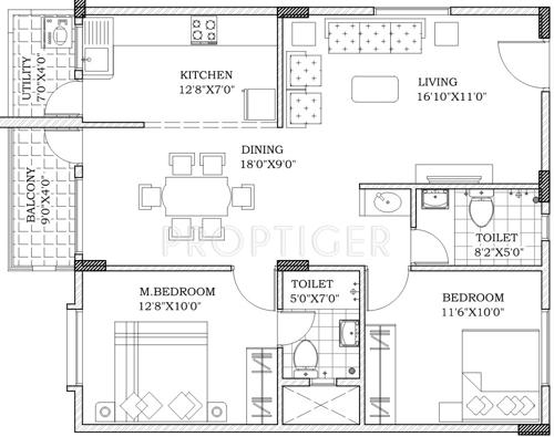 VRR Vista (2BHK+2T (1,100 sq ft) 1100 sq ft)