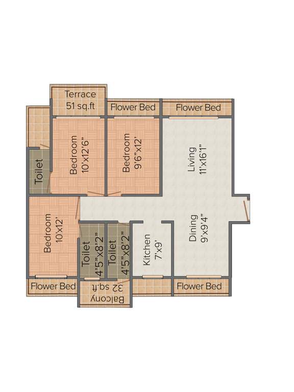 Patkon Vishwamukha (3BHK+3T (1,678 sq ft) 1678 sq ft)