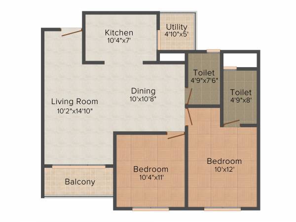 Supertech Micasa (2BHK+2T (1,100 sq ft) 1100 sq ft)