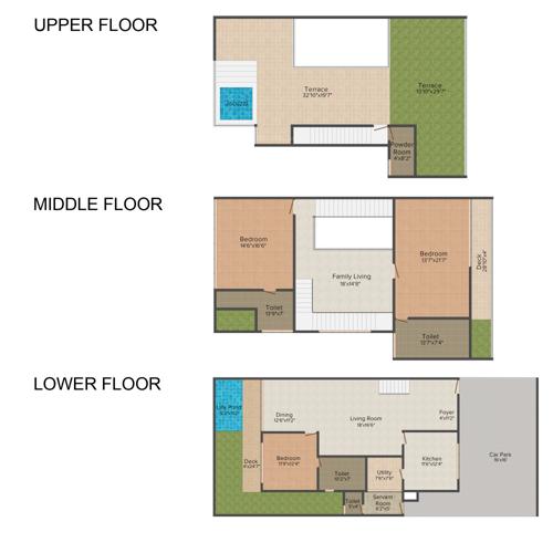 Vijay Bleu (3BHK+3T (2,820 sq ft)   Servant Room 2820 sq ft)