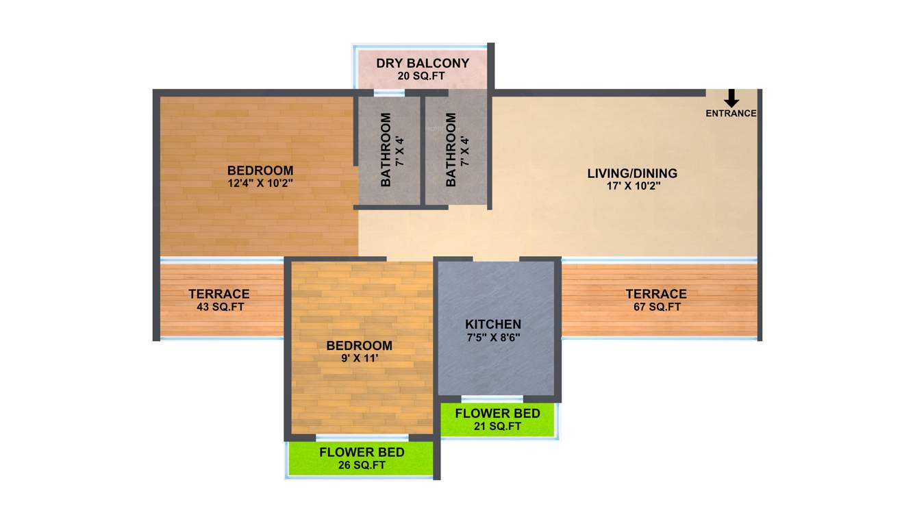Yushan Maple Ivy (2BHK+2T (1,108 sq ft) 1108 sq ft)