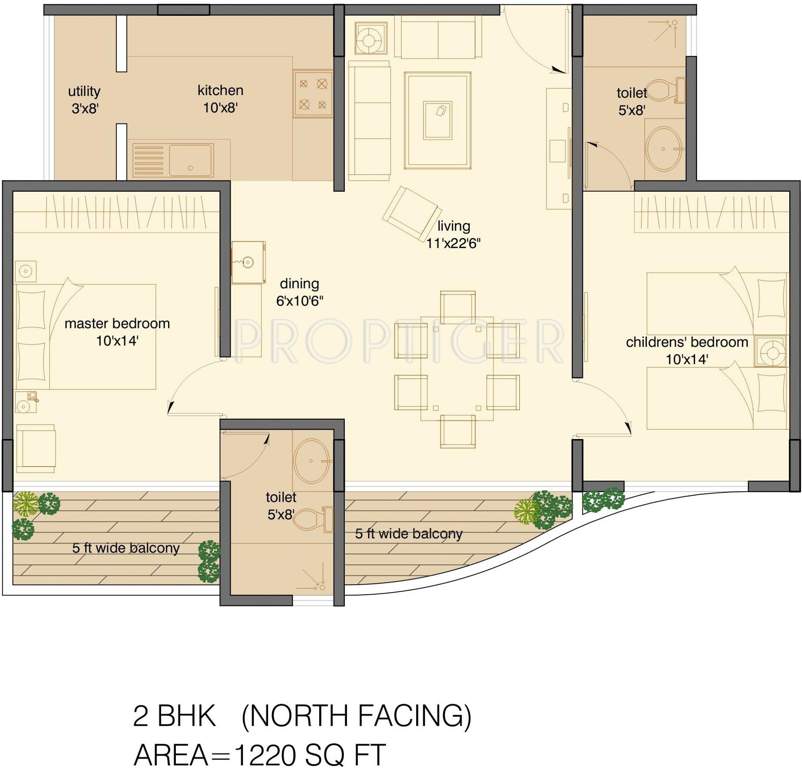 Samruddhi Winter Green (2BHK+2T (1,220 sq ft) 1220 sq ft)