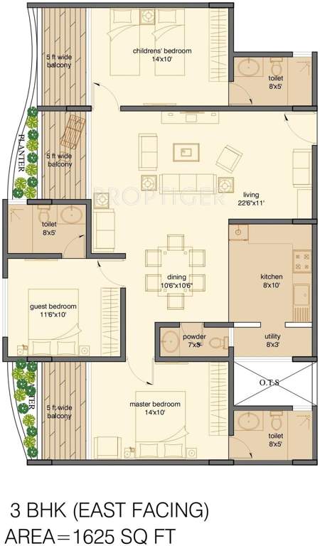Samruddhi Winter Green (3BHK+3T (1,625 sq ft) 1625 sq ft)