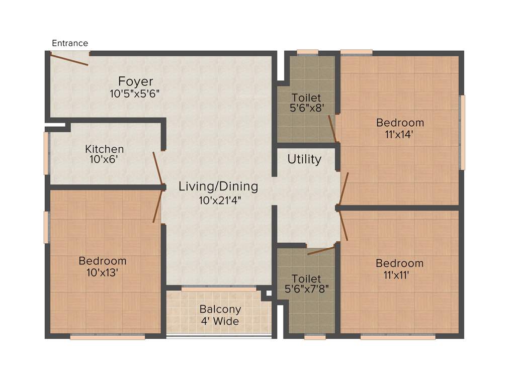 Oswal Orchard County (3BHK+2T (1,412 sq ft) 1412 sq ft)